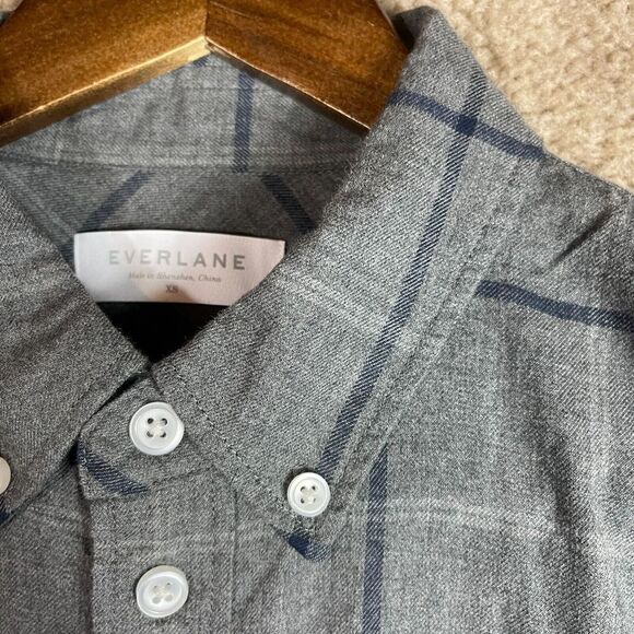 Everlane The Brushed Flannel Shirt Mens Size XS Dark Grey Long‎ Sleeve Plaid NEW - Picture 5 of 11